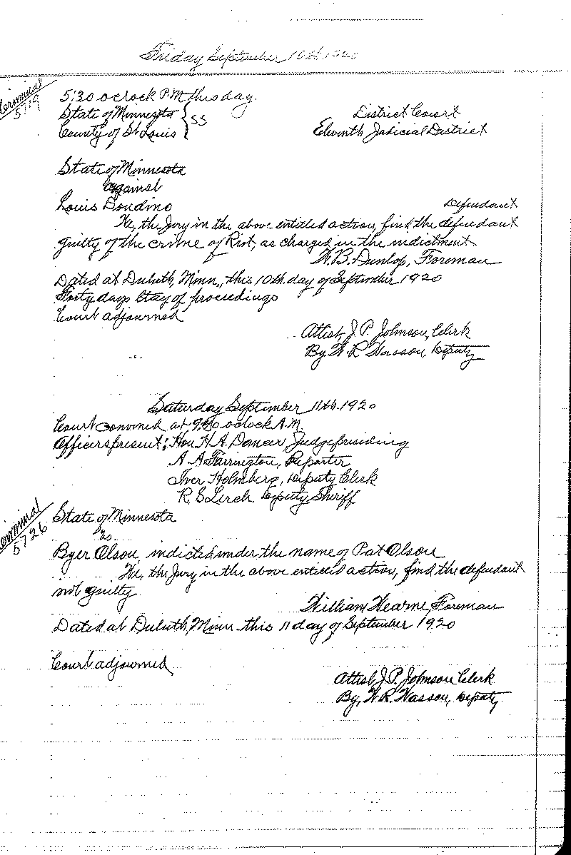 August 1920-February 1921. Selected pages 1-152.--Gov&#039;t Record(s)--Criminal Journal (gif)