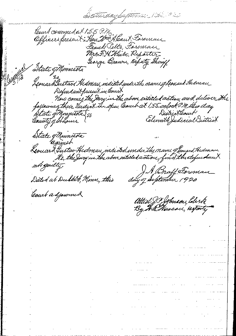 August 1920-February 1921. Selected pages 1-152.--Gov&#039;t Record(s)--Criminal Journal (gif)