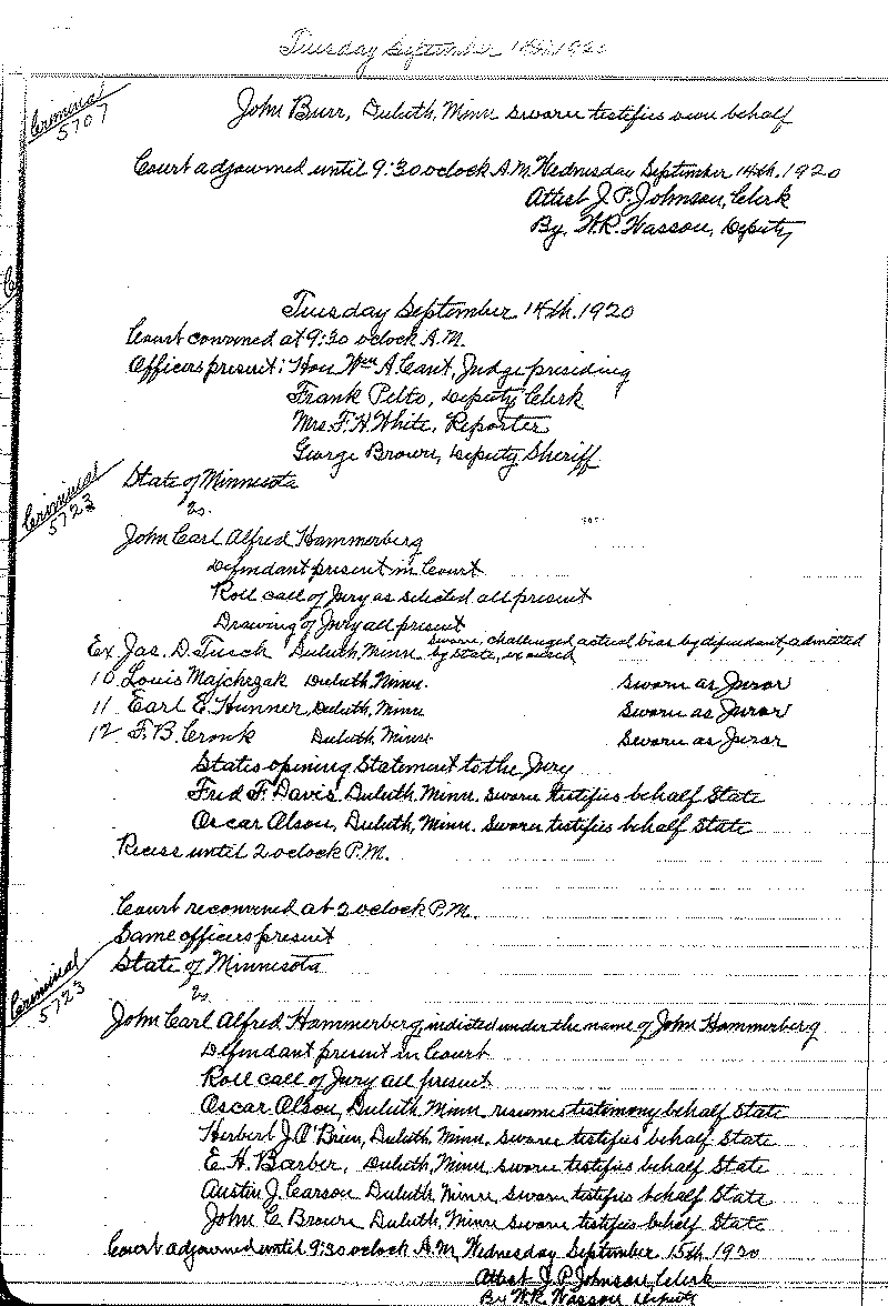 August 1920-February 1921. Selected pages 1-152.--Gov&#039;t Record(s)--Criminal Journal (gif)