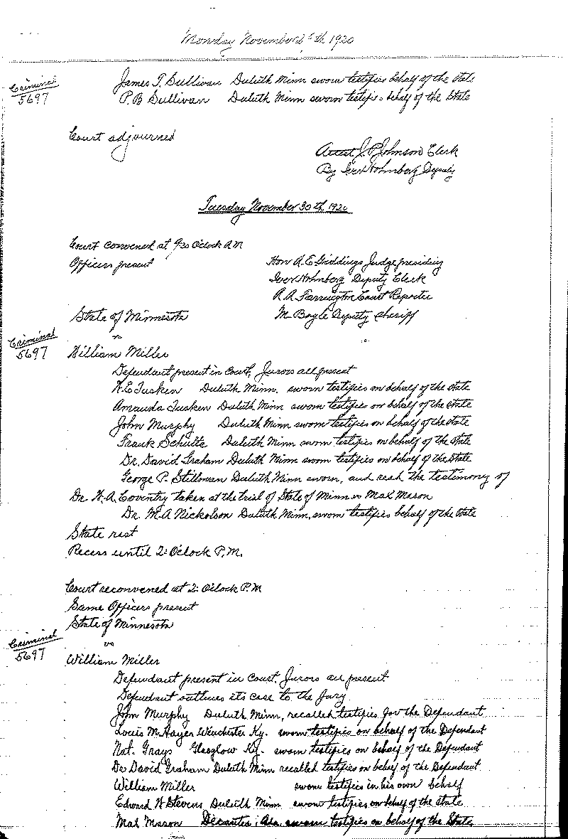 August 1920-February 1921. Selected pages 1-152.--Gov&#039;t Record(s)--Criminal Journal (gif)