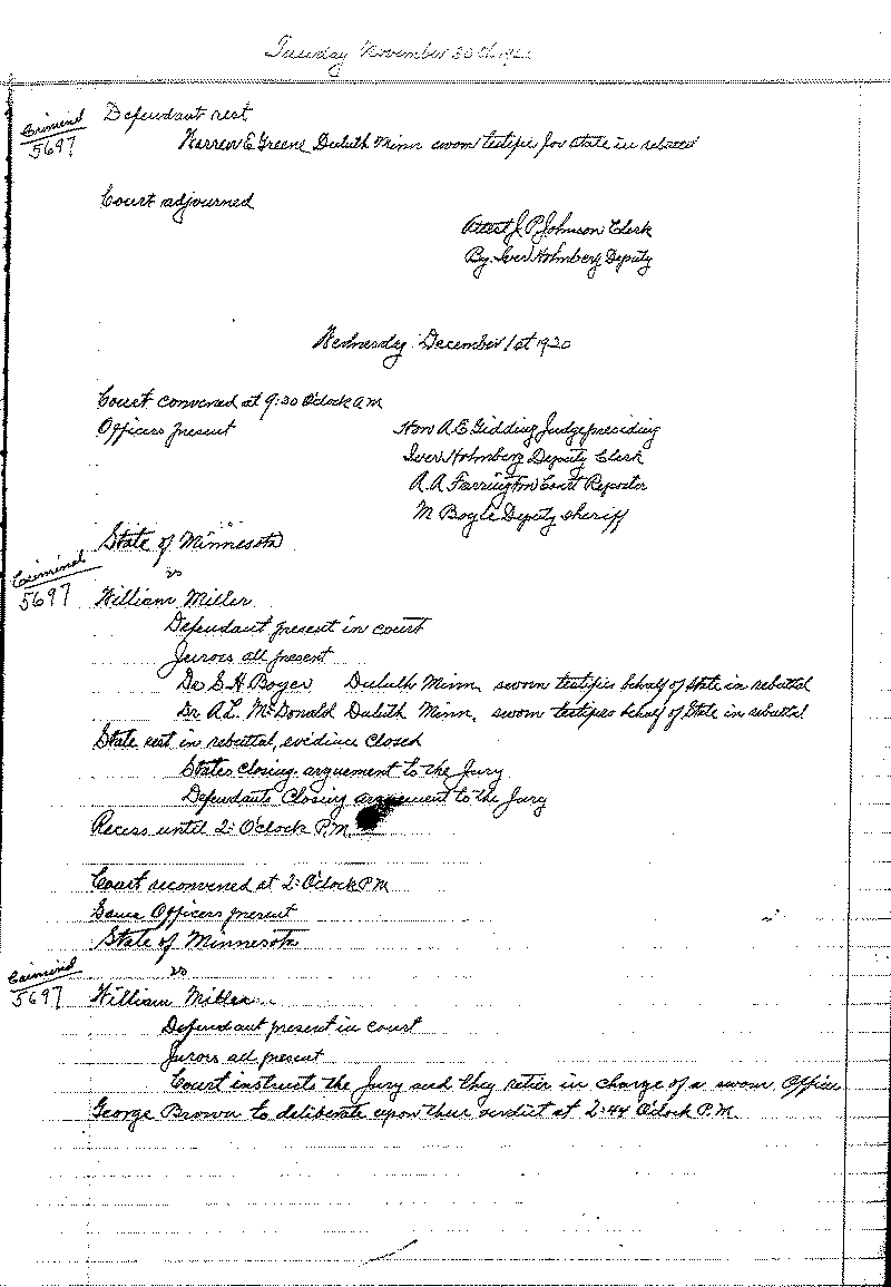 August 1920-February 1921. Selected pages 1-152.--Gov&#039;t Record(s)--Criminal Journal (gif)