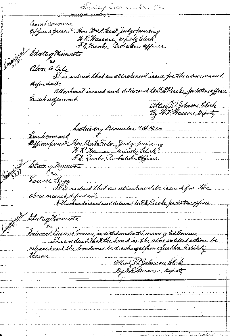 August 1920-February 1921. Selected pages 1-152.--Gov&#039;t Record(s)--Criminal Journal (gif)