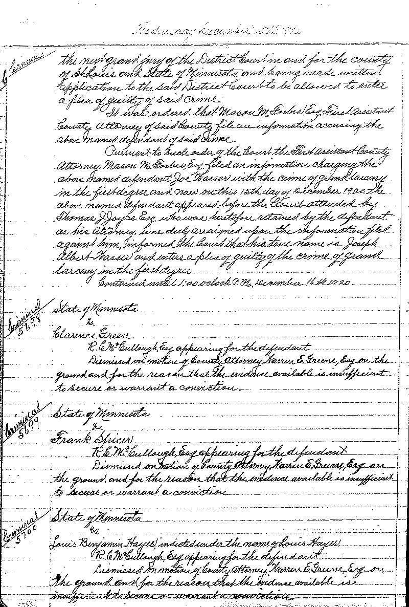 August 1920-February 1921. Selected pages 1-152.--Gov&#039;t Record(s)--Criminal Journal (gif)