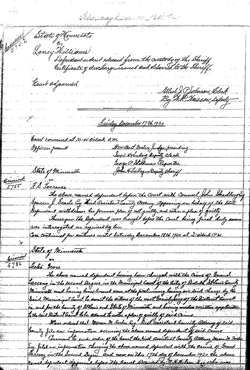 August 1920-February 1921. Selected pages 1-152.--Gov&#039;t Record(s)--Criminal Journal (gif)