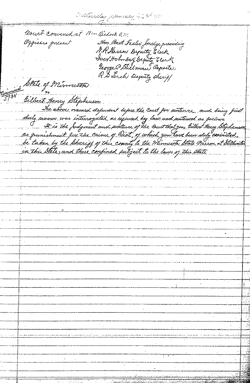 August 1920-February 1921. Selected pages 1-152.--Gov&#039;t Record(s)--Criminal Journal (gif)