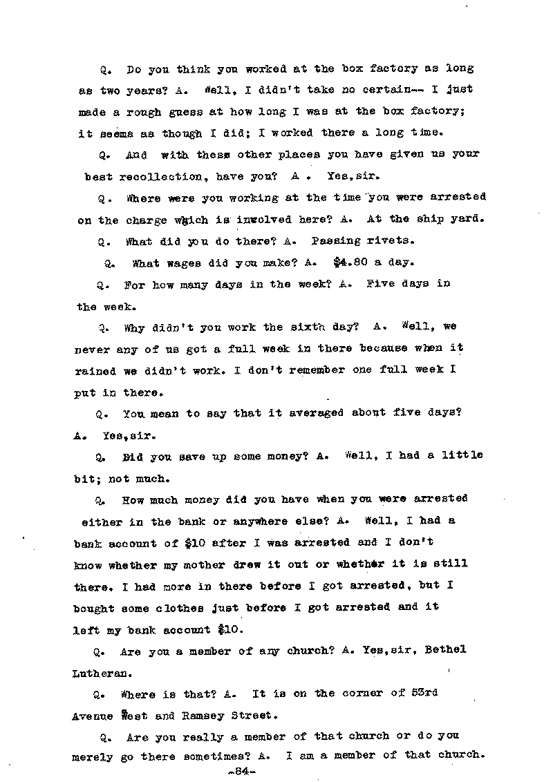 Carl John Alfred Hammerberg. No. 5148. Trial Transcript. June 1921.--Gov&#039;t Record(s)--Trial Transcript (gif)