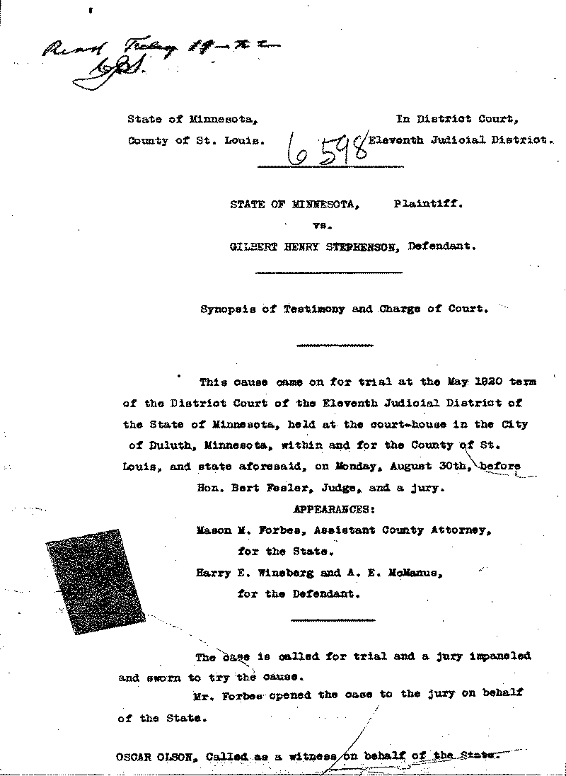 Gilbert Henry Stephenson. No. 6598.--Gov&#039;t Record(s)--Trial Transcript (gif)