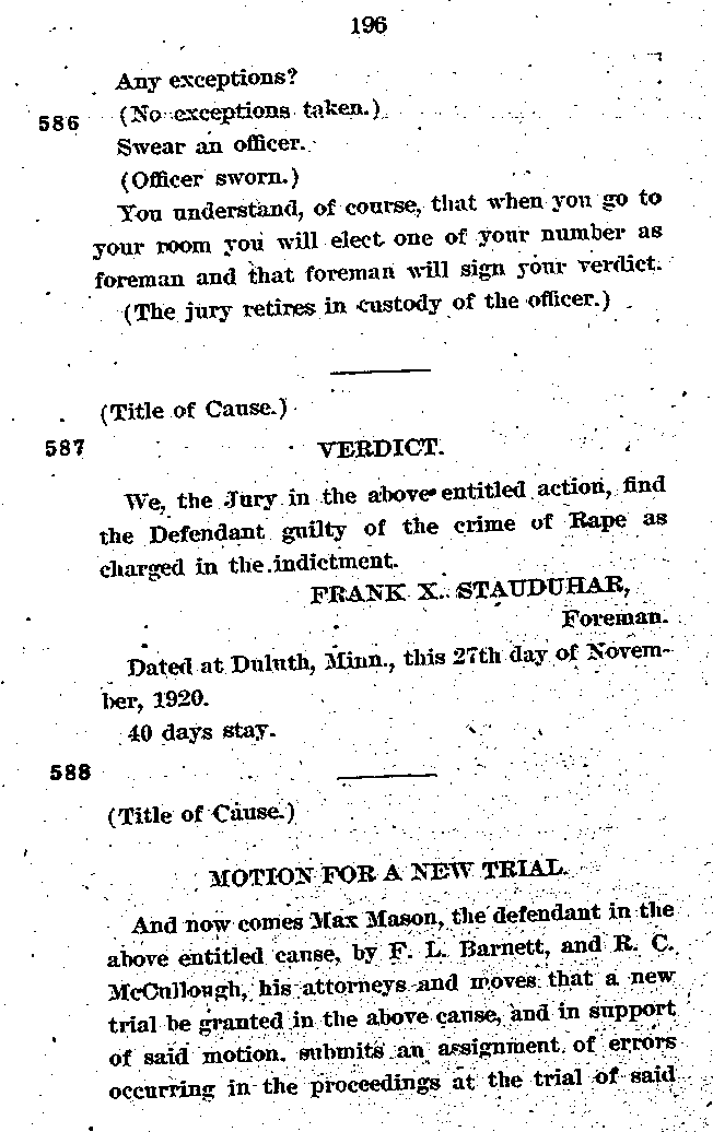 State of Minnesota vs. Max Mason. Case No. 22590. 1921-1922. Supreme Court Record.--Gov&#039;t Record(s)--Supreme Court Record (gif)