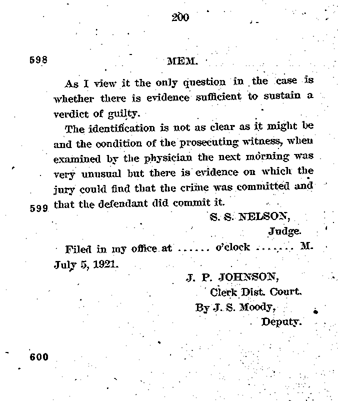 State of Minnesota vs. Max Mason. Case No. 22590. 1921-1922. Supreme Court Record.--Gov&#039;t Record(s)--Supreme Court Record (gif)
