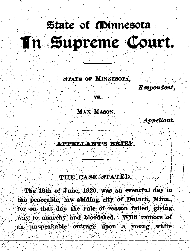State of Minnesota vs. Max Mason. Case No. 22590. 1921-1922. Appellant's Brief.--Gov't Record(s)--Appellant's Brief (gif)