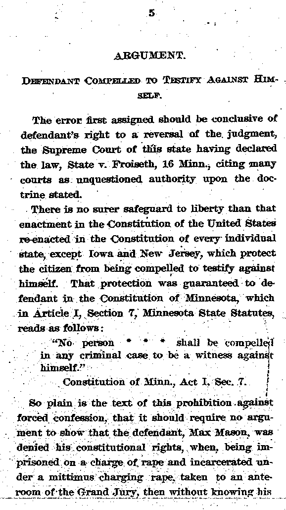 State of Minnesota vs. Max Mason. Case No. 22590. 1921-1922. Appellant's Brief.--Gov't Record(s)--Appellant's Brief (gif)