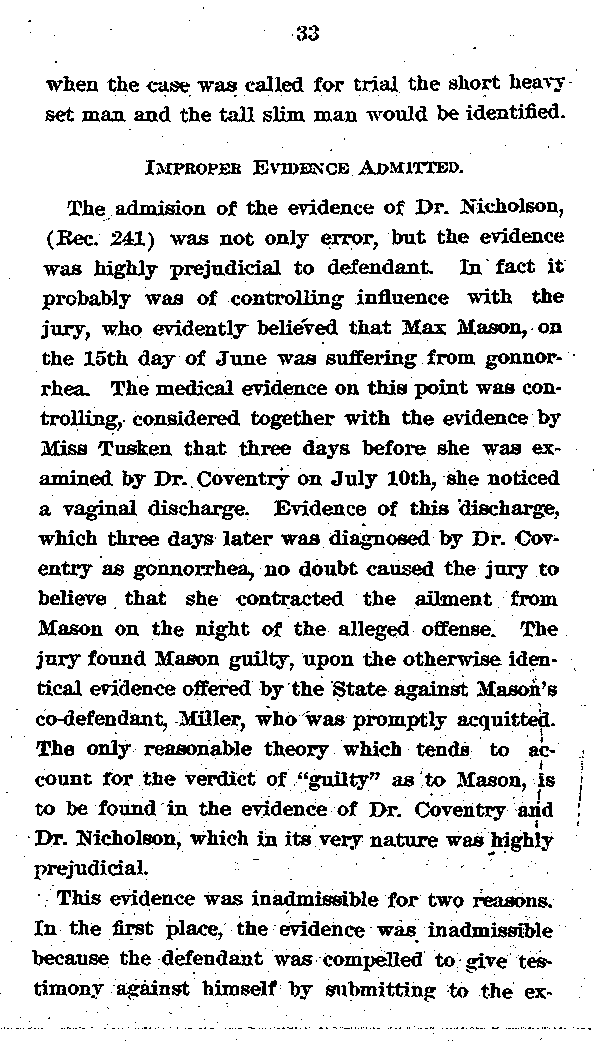 State of Minnesota vs. Max Mason. Case No. 22590. 1921-1922. Appellant's Brief.--Gov't Record(s)--Appellant's Brief (gif)
