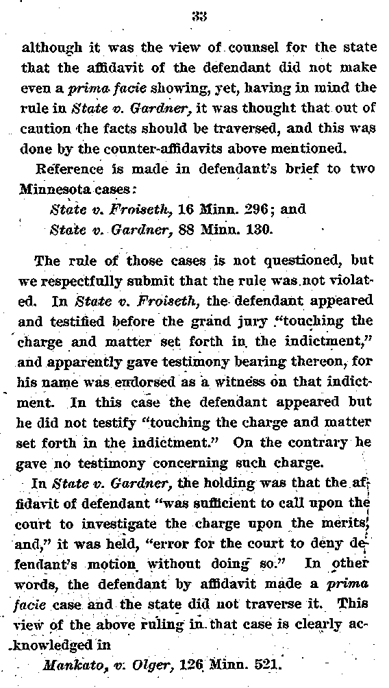 State of Minnesota vs. Max Mason. Case No. 22590. 1921-1922. Brief and Argument for the State.--Gov&#039;t Record(s)--Brief and Argument for the State (gif)