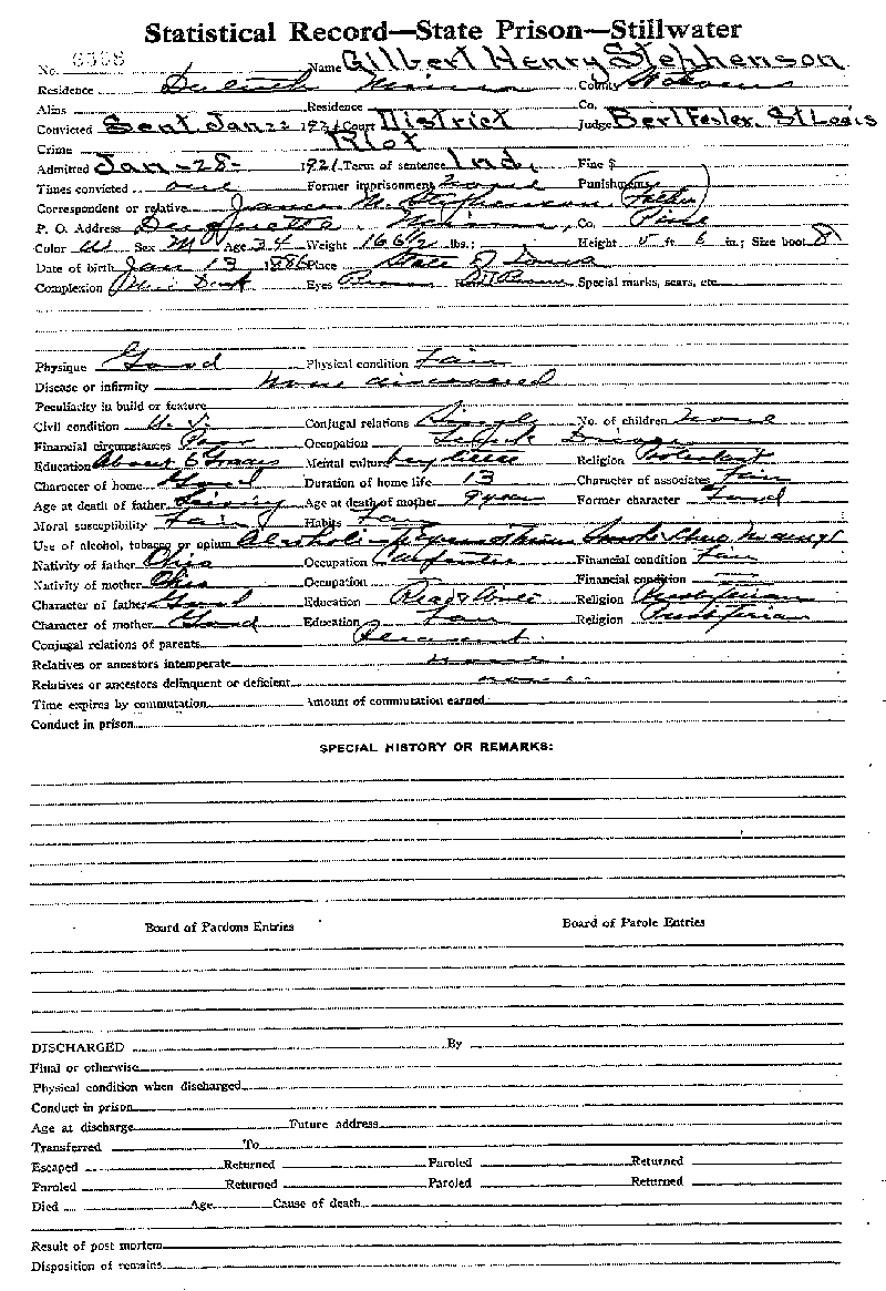 Gilbert Henry Stephenson. Case No. 6598.