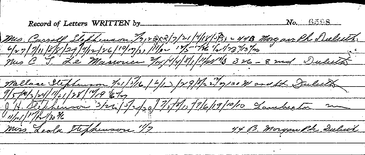 Gilbert Henry Stephenson. Case No. 6598. Record of Letters Received and Written. --Gov&#039;t Record(s)--Record of Letters Received and Written (gif)