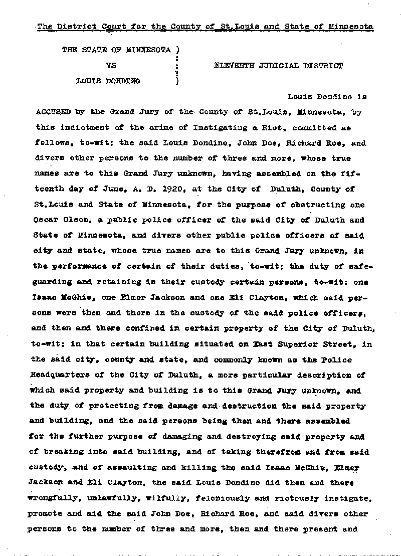 Louis Dondino. Case No. 6614. Indictment Record. February 1921.--Gov&#039;t Record(s)--Indictment Record (gif)