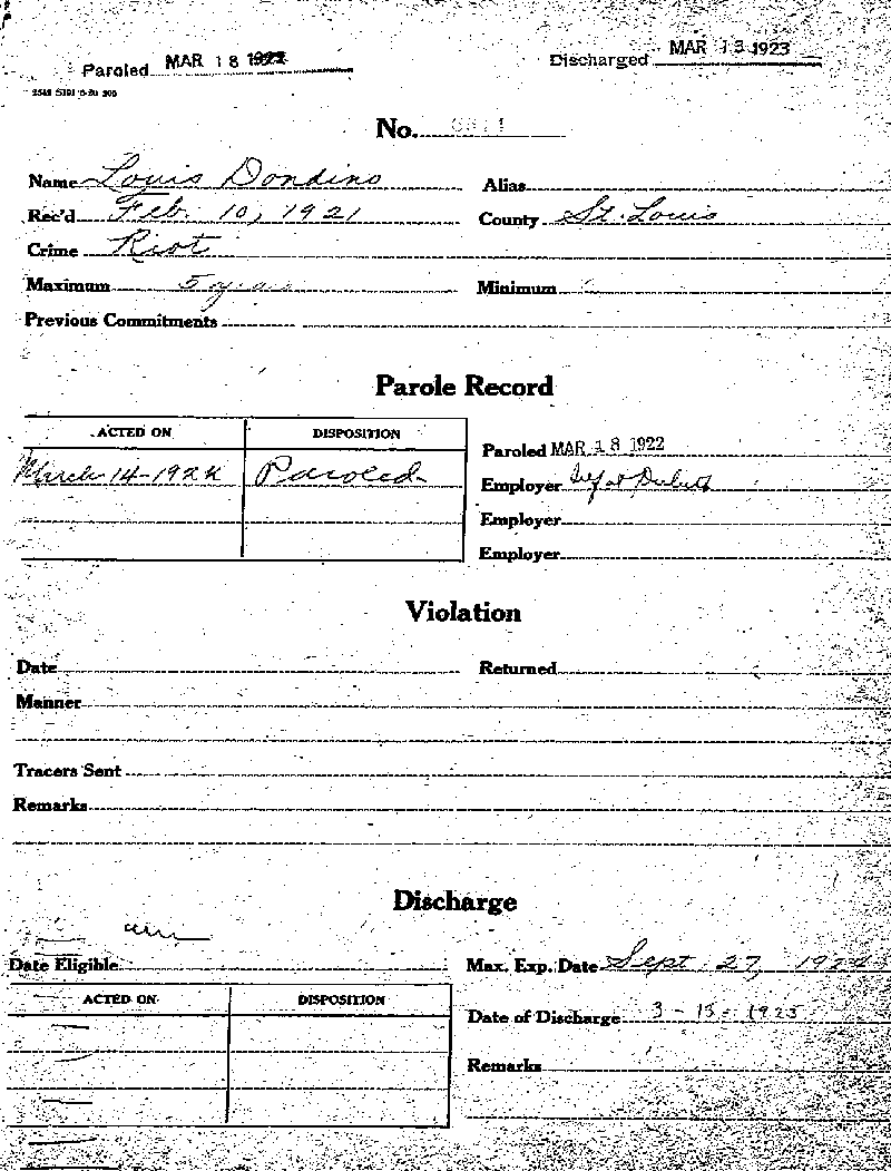 Louis Dondino. Case No. 6614. Parole Record.--Gov&#039;t Record(s)--Parole Record (gif)