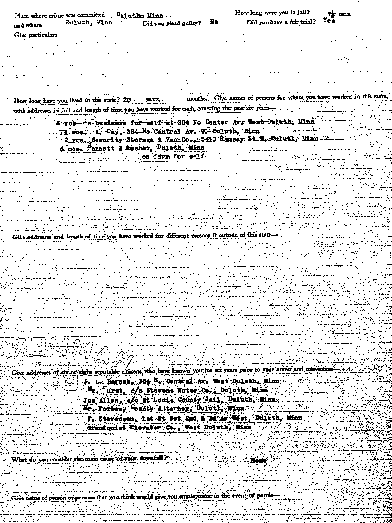 Louis Dondino. Case No. 6614. Deputy Warden&#039;s Examination Sheet.--Gov&#039;t Record(s)--Deputy Warden&#039;s Examination Sheet (gif)