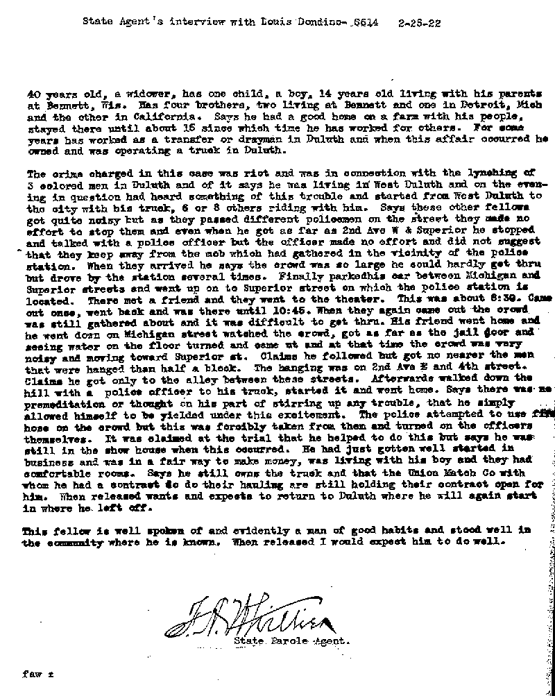 Louis Dondino. Case No. 6614. Interview with Louis Dondino, February 25, 1922.