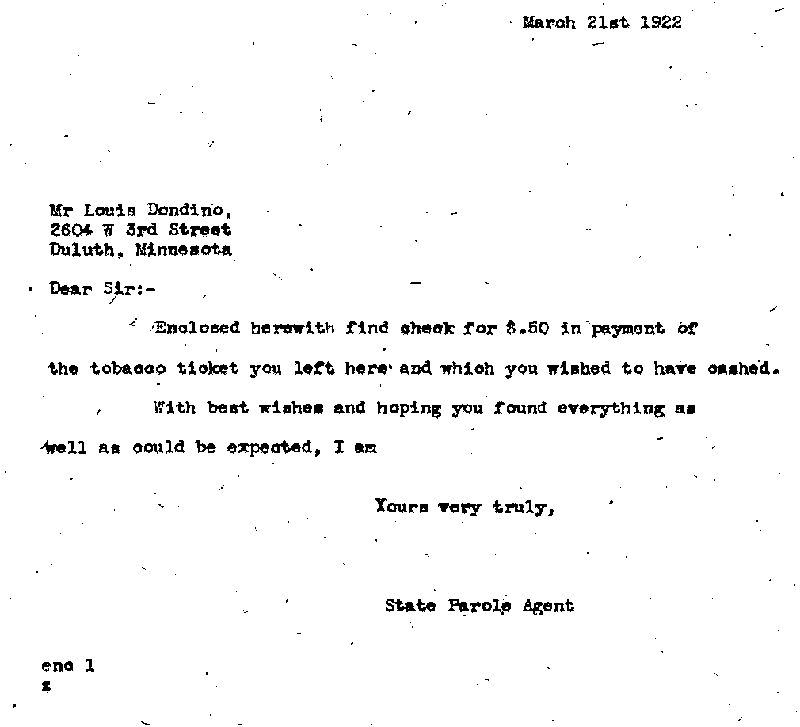 Louis Dondino. Case No. 6614. Letter from Frank A. Whittier to Louis Dondino, March 21, 1922.