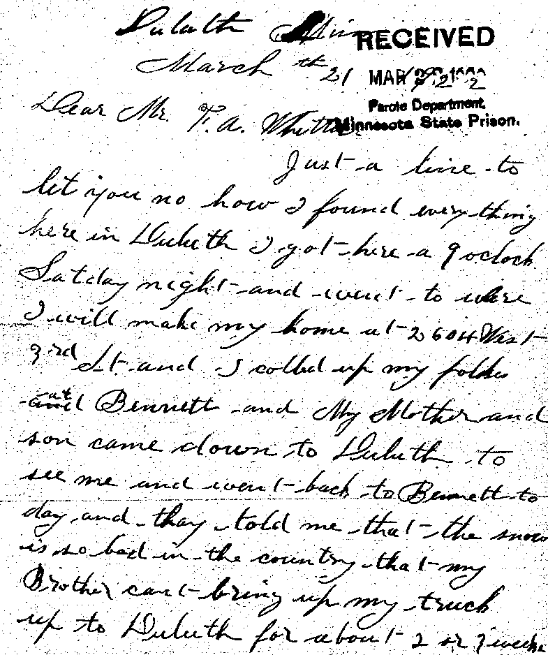 Louis Dondino. Case No. 6614. Letter from Louis Dondino to Frank A. Whittier, March 21, 1922.--Correspondence (gif)