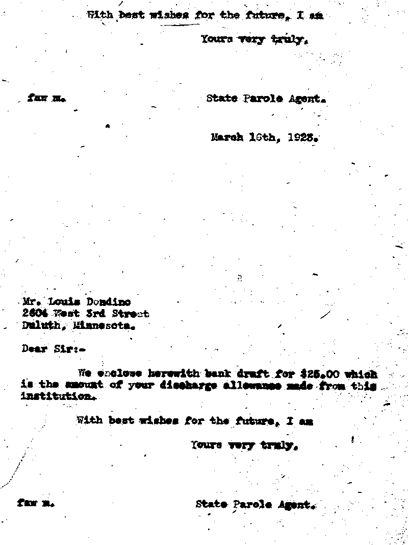 Louis Dondino. Case No. 6614. Letter from Frank A. Whittier to Louis Dondino, March 16, 1923.