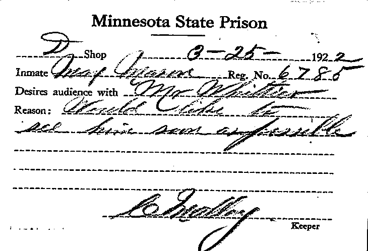 Max Mason. Case No. 6785. Request for Appointment with Frank A. Whittier, March 25, 1922.