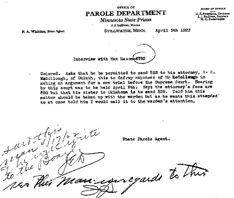 Max Mason. Case No. 6785. Interview with Max Mason, April 5, 1922.