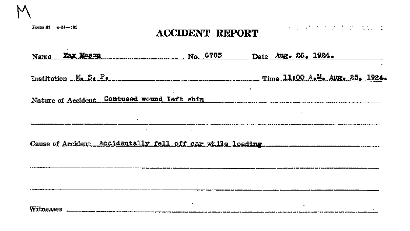Max Mason. Case No. 6785. Accident Report.--Gov't Record(s)--Accident Report (gif)