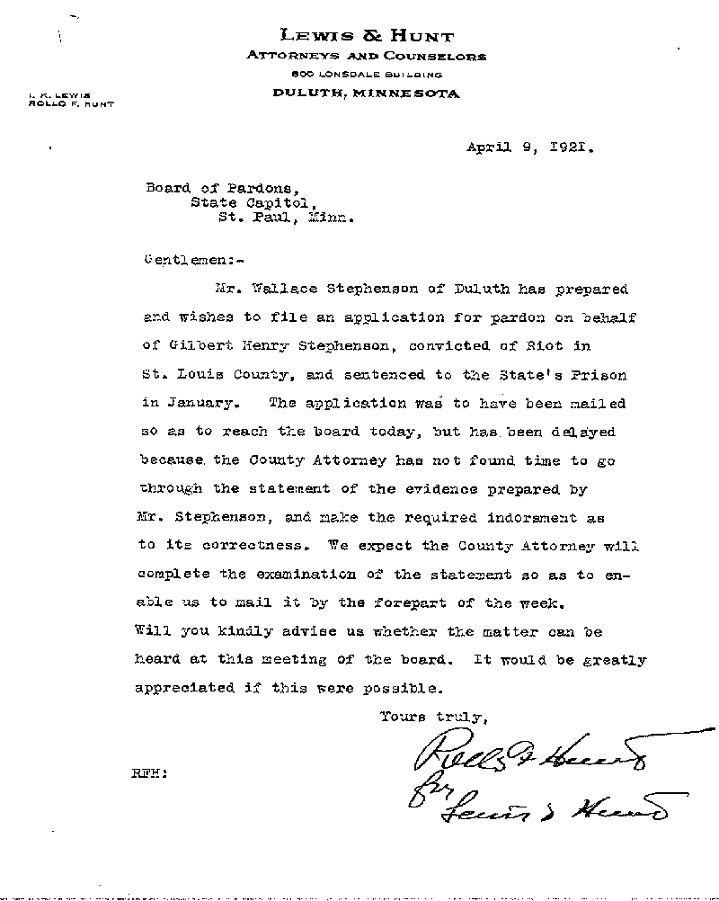 Gilbert Henry Stephenson. Application No. 5151, 1921.--Gov&#039;t Record(s)--Pardon Application (gif)