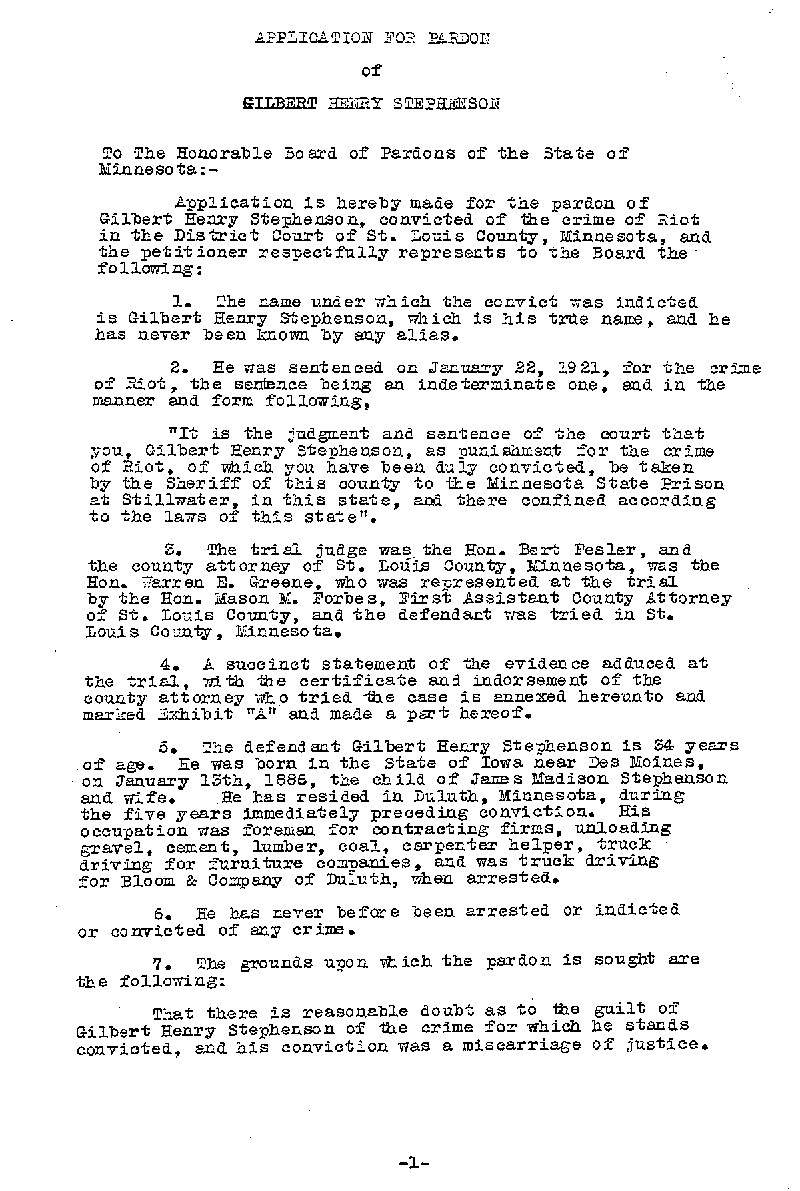 Gilbert Henry Stephenson. Application No. 5151, 1921.--Gov&#039;t Record(s)--Pardon Application (gif)