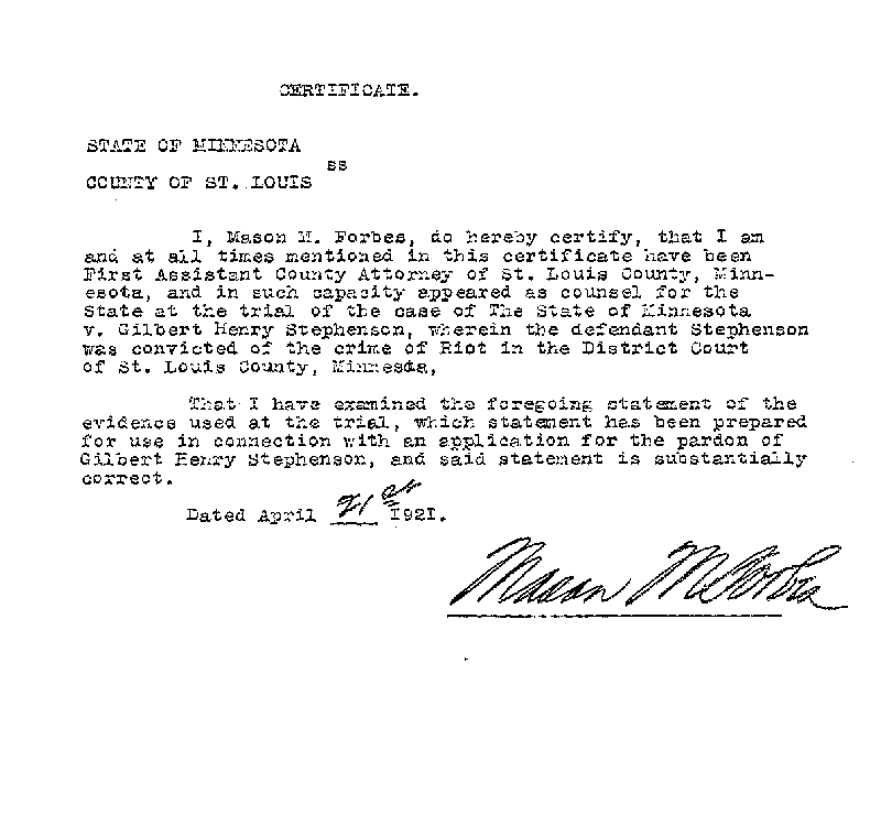 Gilbert Henry Stephenson. Application No. 5151, 1921.--Gov&#039;t Record(s)--Pardon Application (gif)