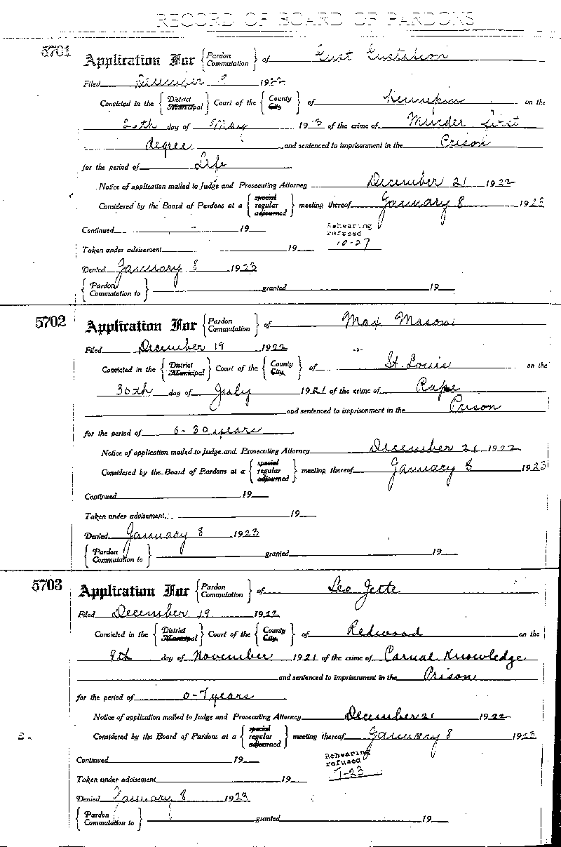 Max Mason. Application No. 5702. 1922-1923.