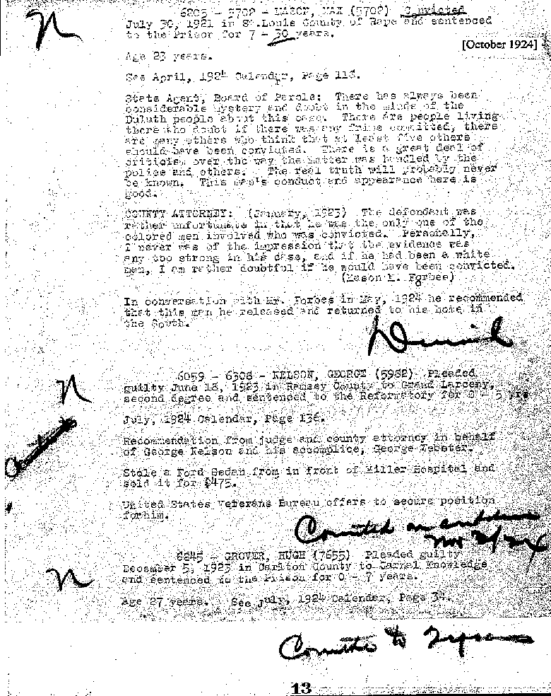 Max Mason. Application No. 6205. April 1924. July 1924. October 1924.--Gov&#039;t Record(s)--Pardon Calendar (gif)
