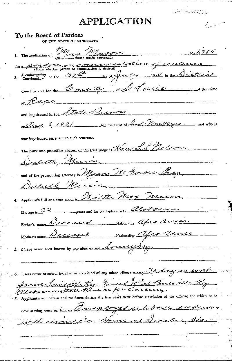 Max Mason. Application No. 5702. 1922-1924.--Gov&#039;t Record(s)--Pardon Application (gif)