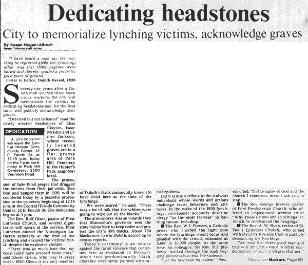 Dedicating Headstones.--Newspaper(s) (gif)
