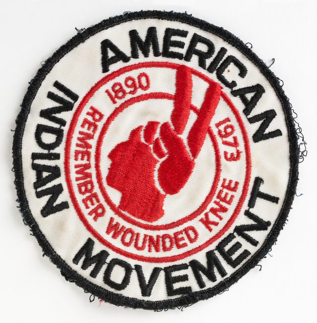 AIM AMERICAN INDIAN MOVEMENT REMEMBER WOUNDED KNEE 1890-1973 PATCH