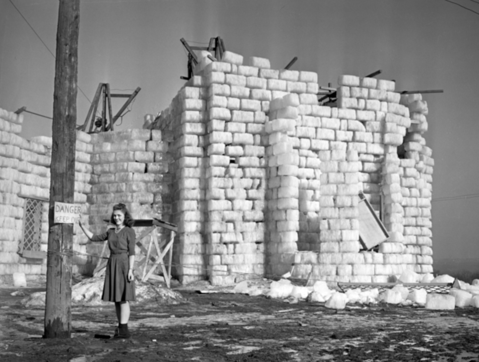 1942 St. Paul Winter Carnival ice palace melting.