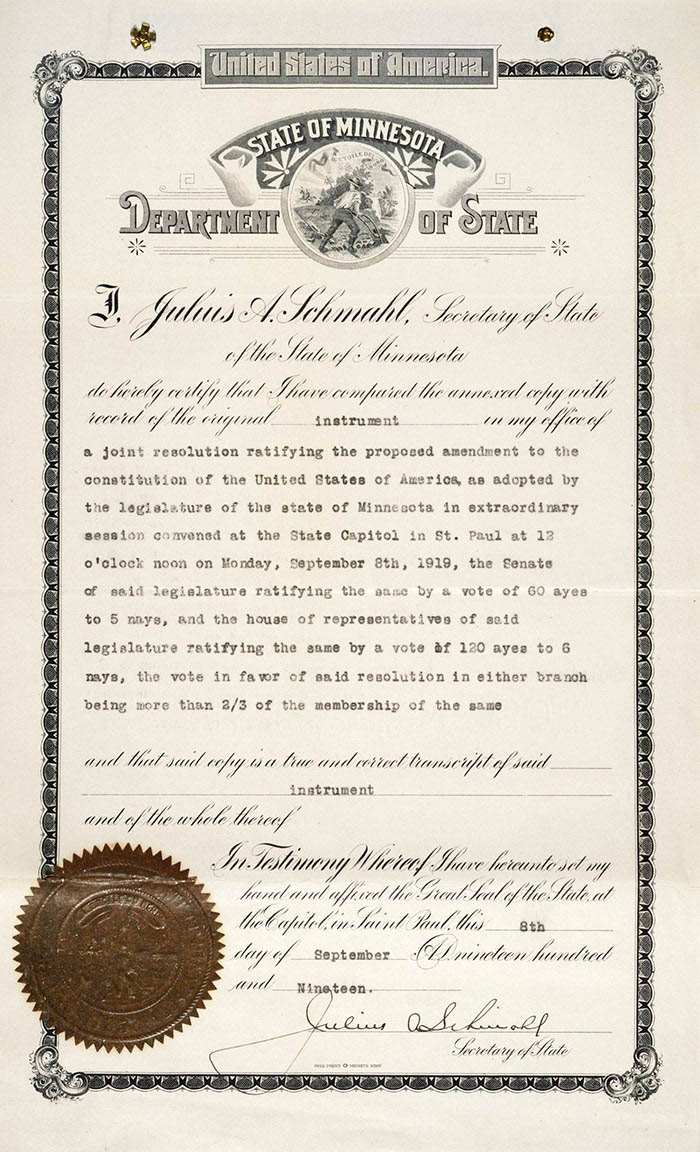 19th Amendment Ratification.