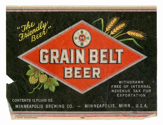 Unused 1950s MINNESOTA Minneapolis GRAIN BELT SPECIAL BEER 3.2% 12oz Label 