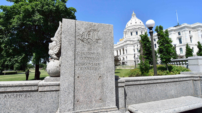 Columbus monument in front of capitol