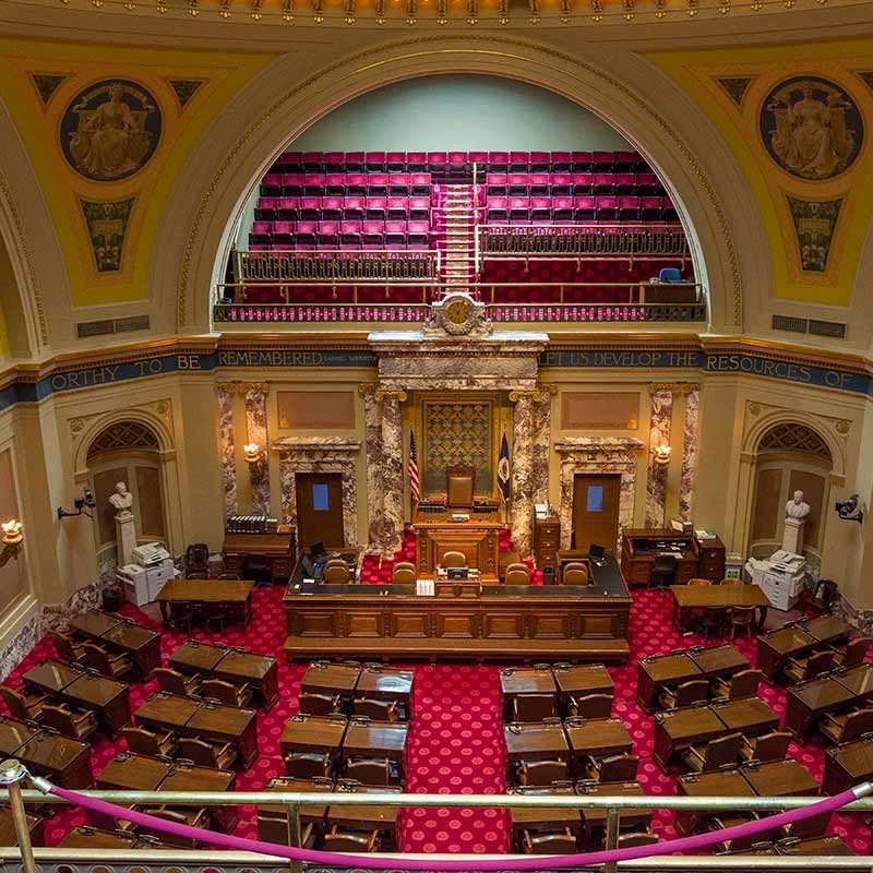 Senate chamber viewed from the observation gallery at the back