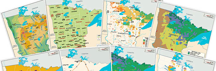 Fan out of the Minnesota maps poster set.