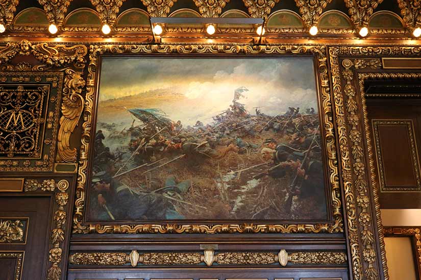 Looking up at one of the Civil War paintings on the wall