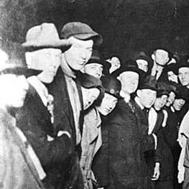 Collections photo of the victims shortly after they had been beaten and hanged by the mob