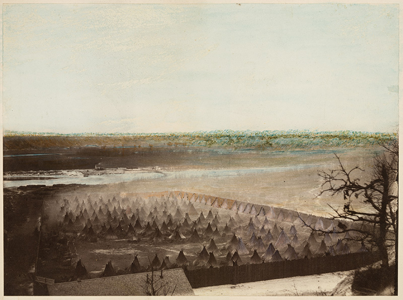 The military concentration camp for Dakota people below Fort Snelling, 1862