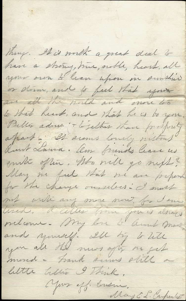 Page from Mary Carpenter's Letters