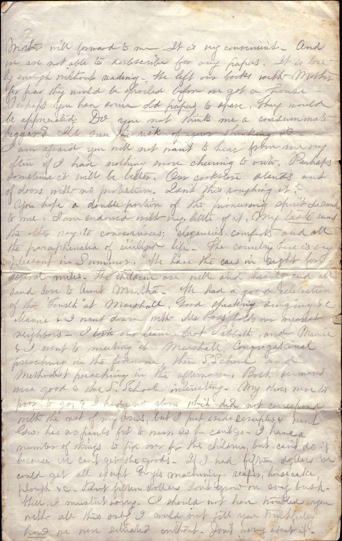 Page from Mary Carpenter's Letters