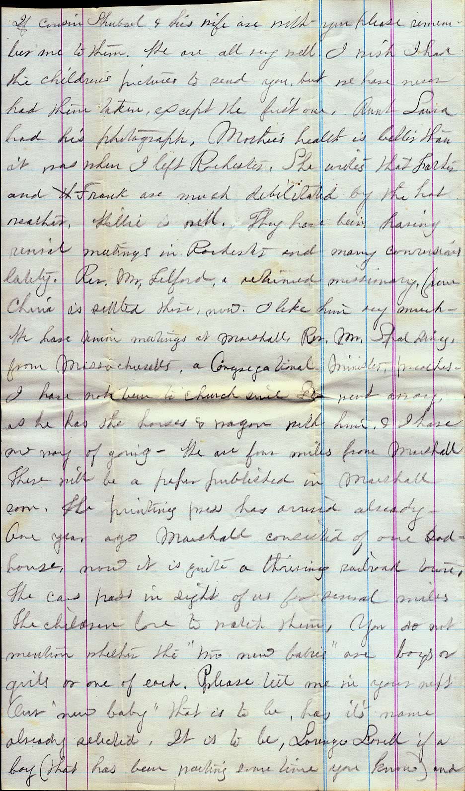 Page from Mary Carpenter's Letters