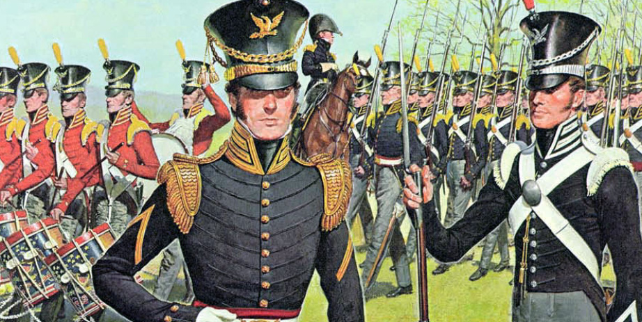 Soldiers in various uniforms painting
